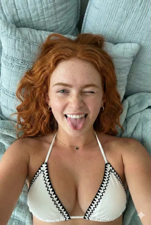 Playful Blonde Winking Overhead