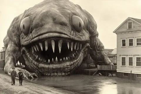 Horrifying vintage huge monster