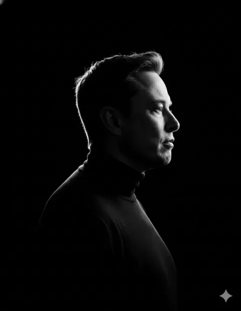 Shadowed Profile: Minimalist Black-and-White Portrait