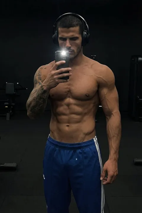 Dark Gym Mirror Muscle Selfie