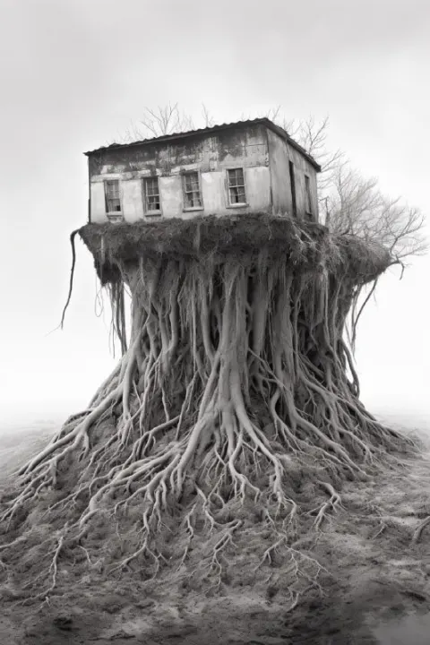 House growing from the ground
