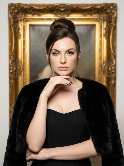 Black Dress Gold Frame Portrait