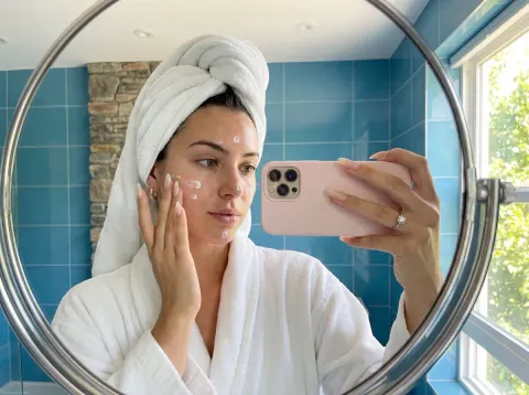Bathroom Skincare Selfie Routine