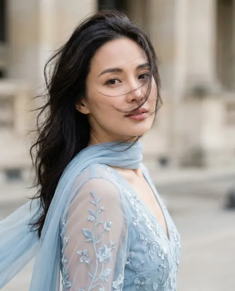 Wind-Kissed Portrait: Motion and Grace