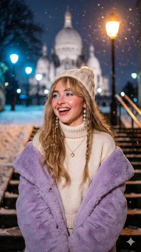 Paris Winter Night Fashion Portrait