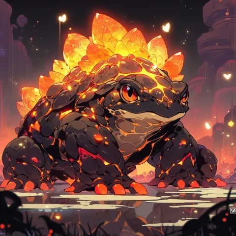 Lava-Skinned Frog Monster With Gold and Diamonds
