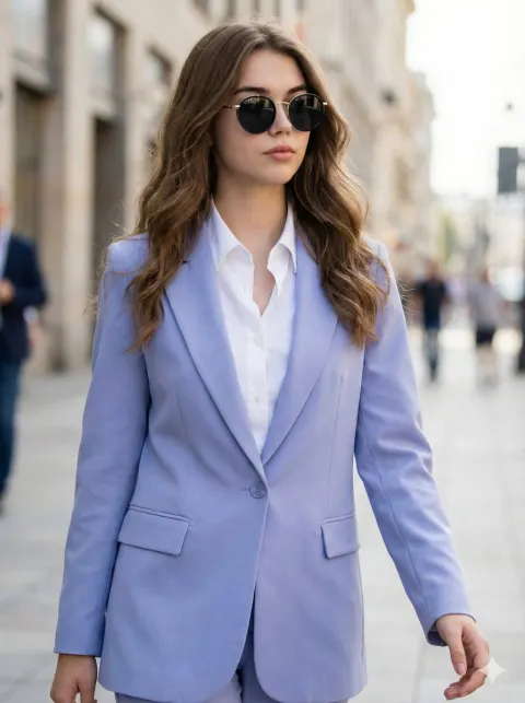 Lavender Blue Suit Fashion Street Style