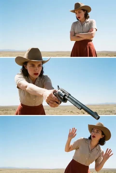 Retro Cowgirl Triptych Narrative