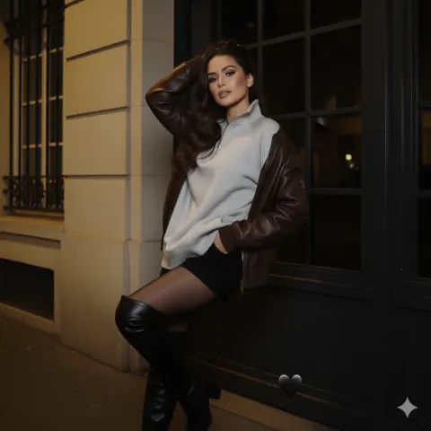 Nighttime Paris Street Fashion Portrait