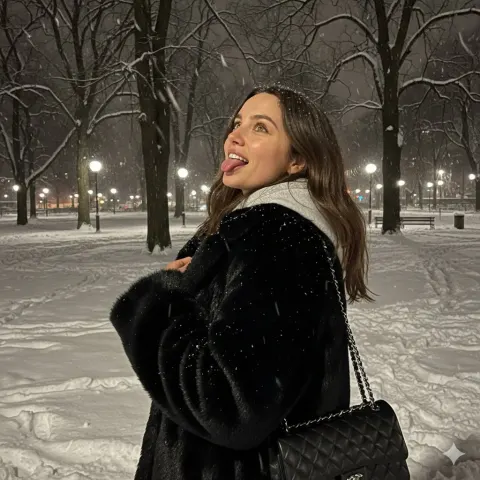 Snow Night Playful Star Portrait