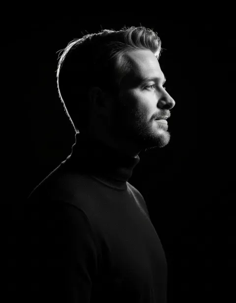 Monochrome Solitude Edge Light Portrait