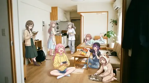 Anime Girls Crash Real Room Party