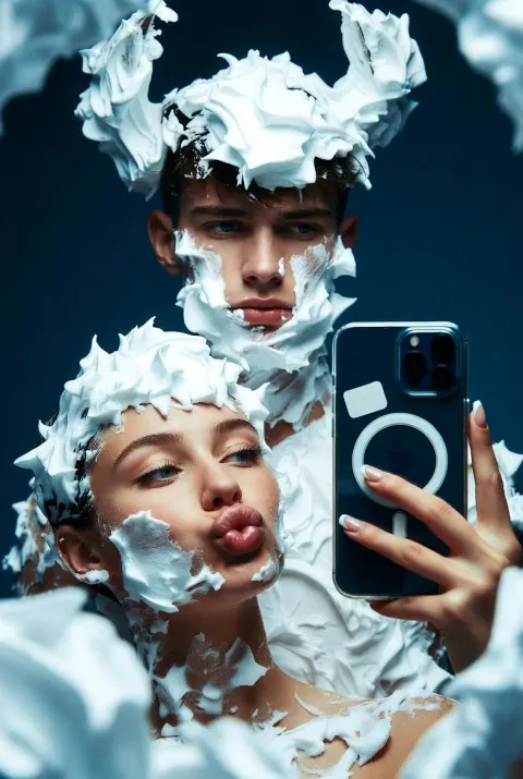 Foam Couple Mirror Selfie