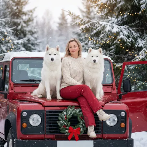 Christmas Winter with Dogs