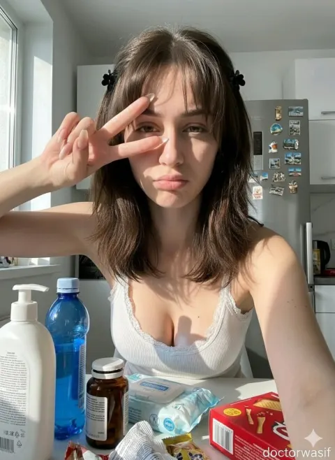 Ultra-realistic kitchen selfie