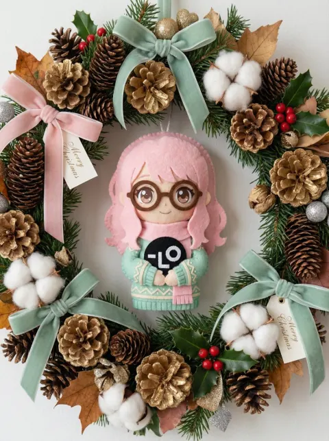 Custom Christmas Wreath Ornament Design