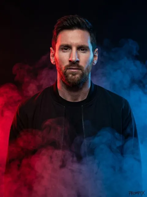 Dramatic Neon Smoke Studio Portrait