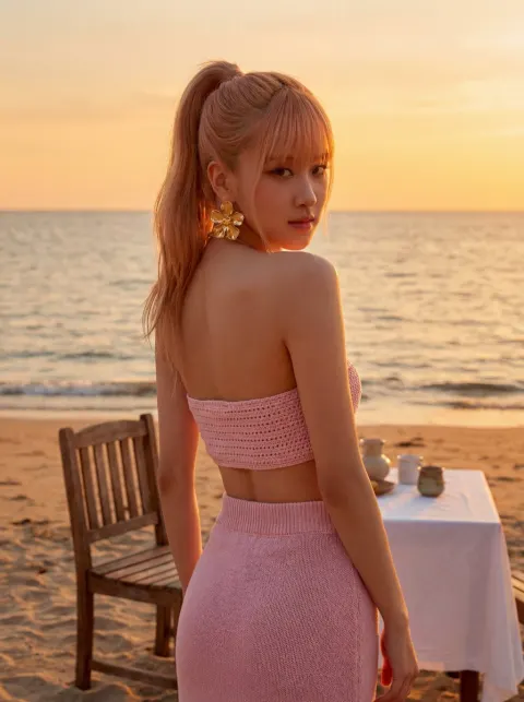 Rosé Golden Hour Beach Portrait
