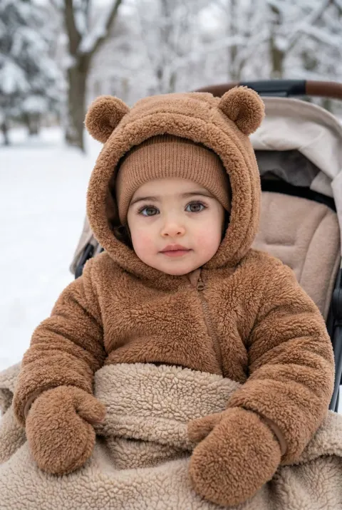 Cozy Winter Teddy Baby Portrait