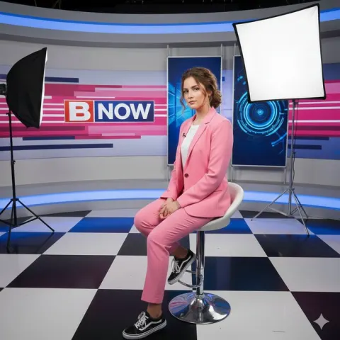 Pink Blazer Host Behind Scenes