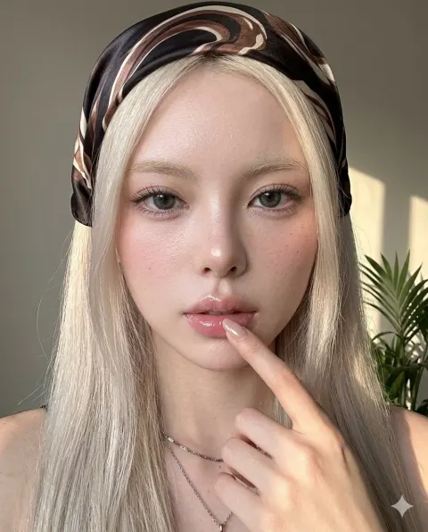 Satin Scarf Girl Cool Portrait
