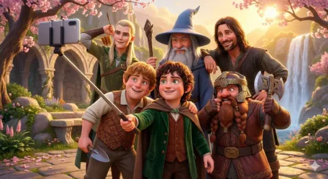 Pixar Lord Rings Group Selfie