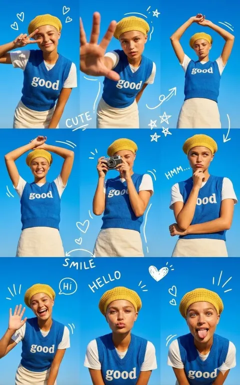Cheerful Girl Sky Collage