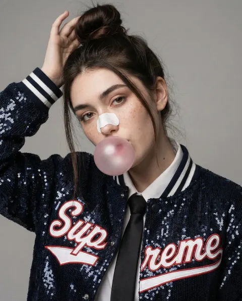 Cool Girl Blowing Bubble Gum