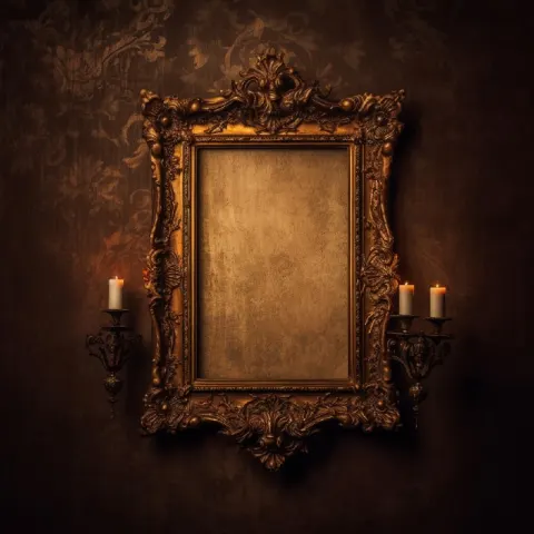 Ornate Gold Frame on Wall Warm Interior Photography