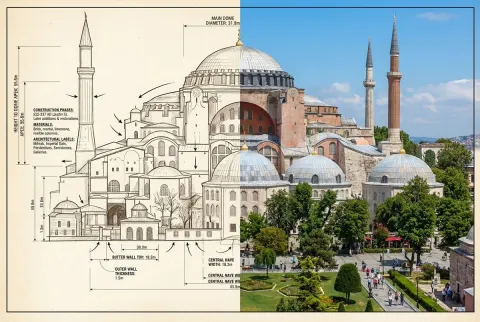 Hagia Sophia Sketch Vs Photo
