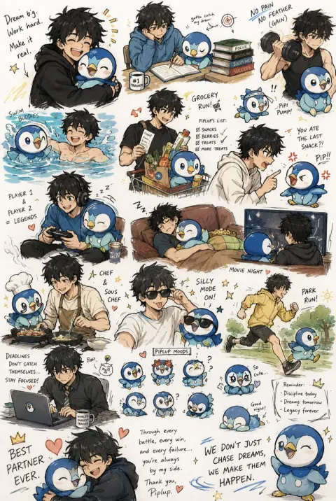Piplup Daily Bond Illustration