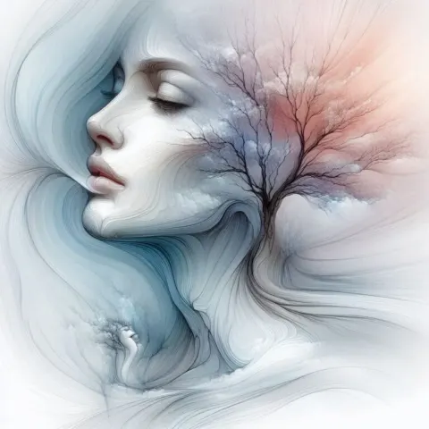 Transparent Glass Woman and Tree Dreamy Airbrush Art