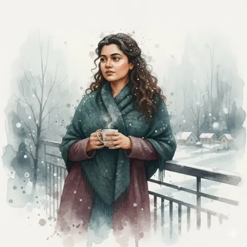 Moody Winter Watercolor Portrait