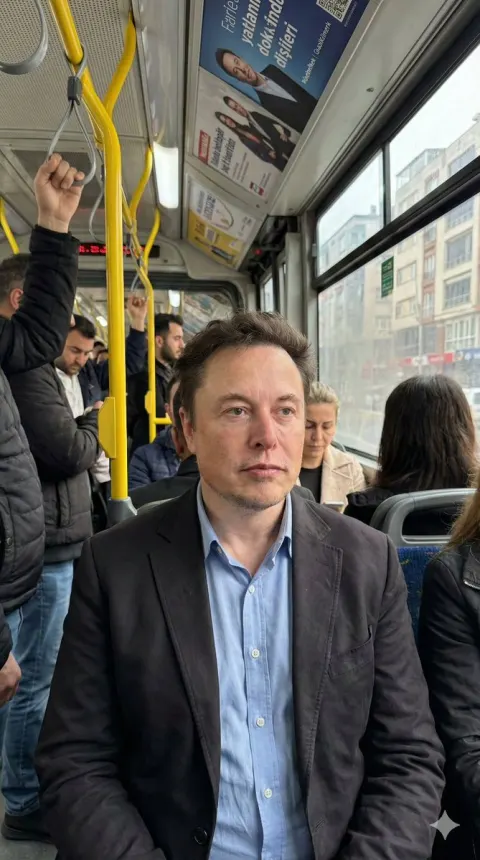 Tired Man Morning Bus Commute Turkey
