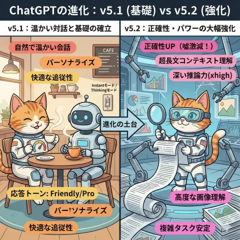 ChatGPT Evolution: v5.1 vs v5.2
