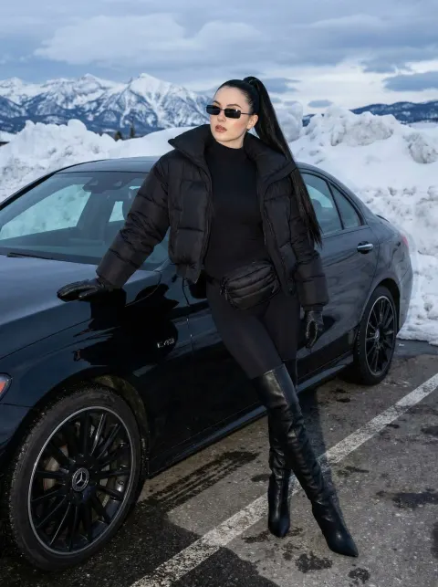 Black Mercedes Winter Fashion