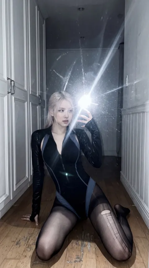 Rosé Grungy Mirror Selfie Flash