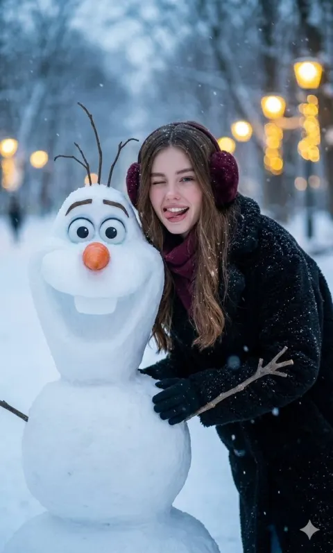 Winter Portrait With Realistic Olaf