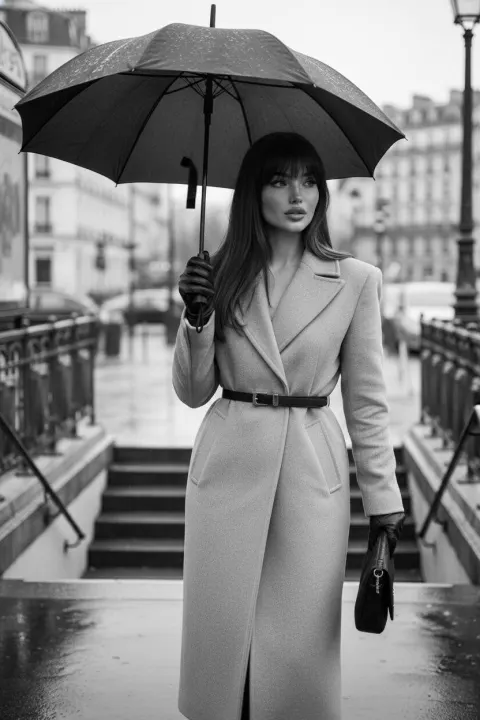 Paris Rain Noir Fashion Portrait