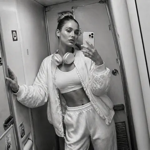 Airplane Restroom Mirror Selfie