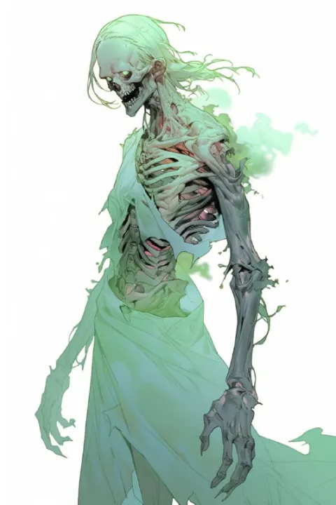 Translucent Green Zombie With Elastic Limbs Portrait