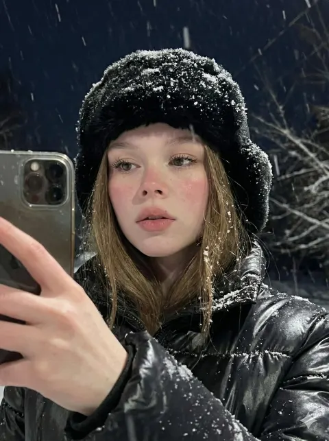 Snowy Night Selfie Portrait