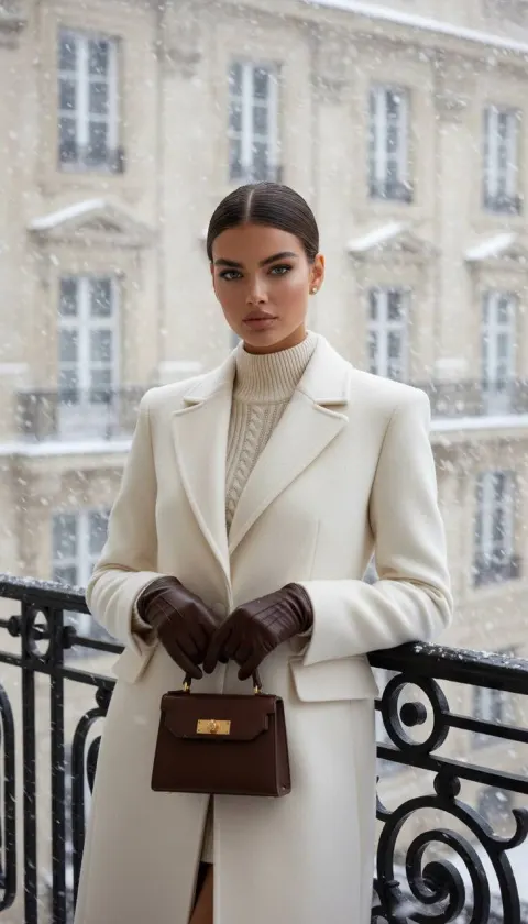 Elegant Snowstorm Fashion Portrait