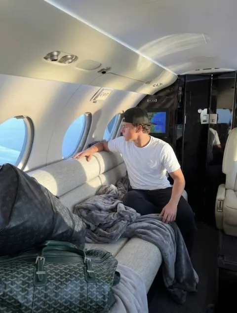 Reflective Moment Inside Private Jet