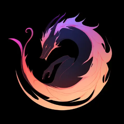 Circular Dragon Logo in Expressive Anime Style
