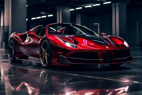 Dark Red Ferrari 488 Spider With Japanese Neon Mods