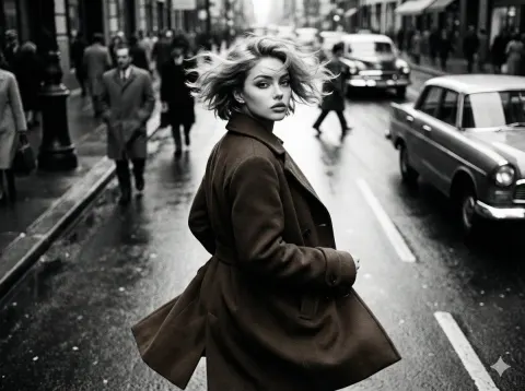 Cinematic Black White Street Fashion
