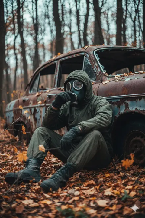 Lone Post Apocalyptic Forest Survivor