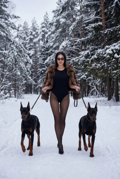 Icy Queen Walking Dobermans