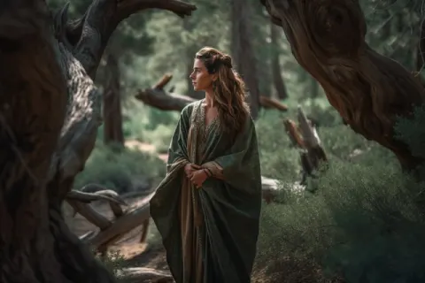 Serene Woman Walking Ancient Bristlecone Pine Forest